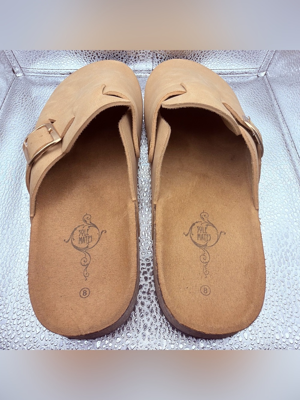 Women’s Buckle Clog Mule in Tan with Cushioned Footbed sole Mates 8 - Picture 4 of 8